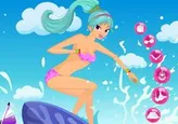 Vestir a una surfera de la playa