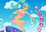 Vestir a una surfera de la playa
