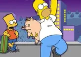 La carrera de Homer contra Bart y su Skate