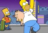 La carrera de Homer contra Bart y su Skate