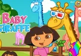 Cuida a la pequeña jirafa con Dora